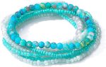 MengPa Stackable Beaded Bracelets for Women Bohemian layering Strand Statement Jewelry